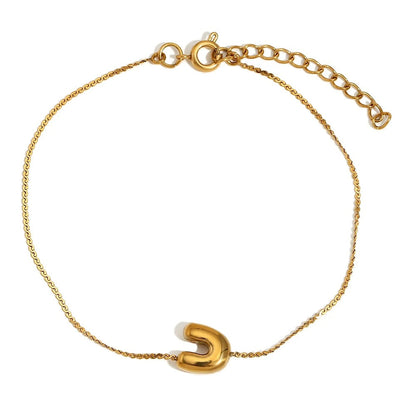 Dainty Bubble Letter Initial Bracelet