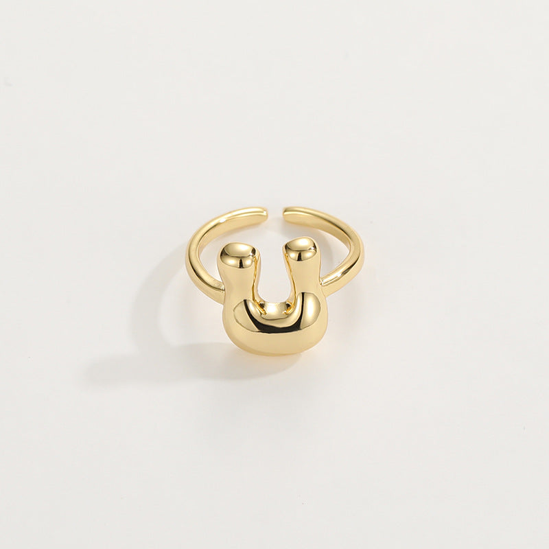Cute Bubble Letter Initial Ring