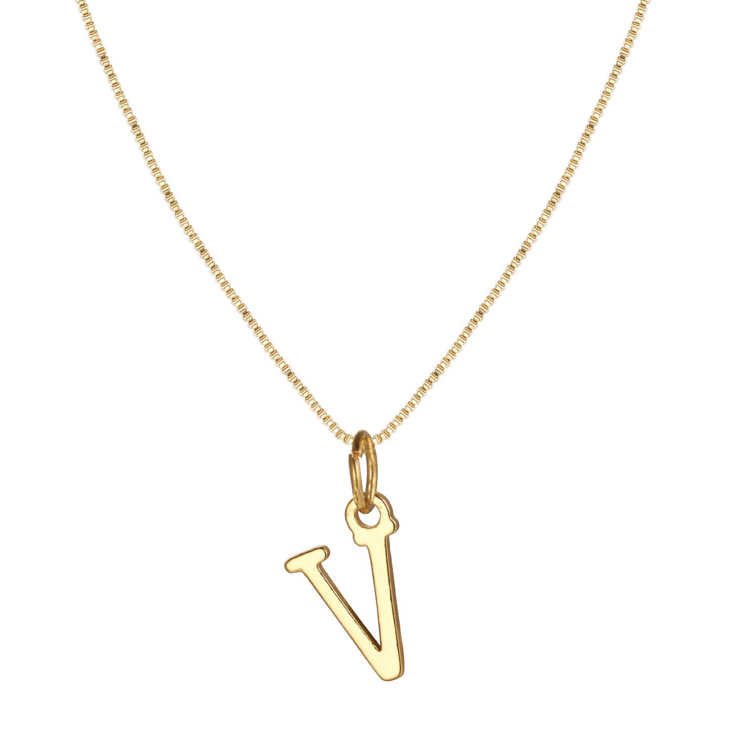 14k Minimal Serif Initial Necklace