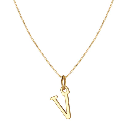 14k Minimal Serif Initial Necklace