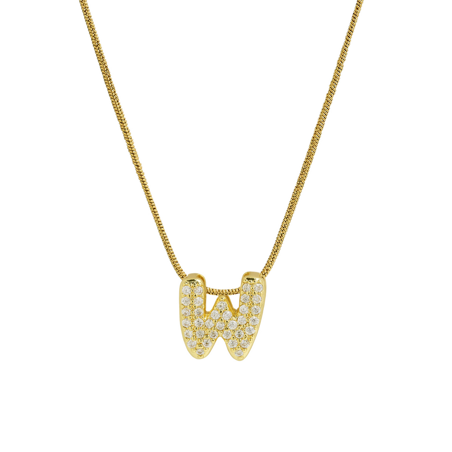 Diamond Bubble Letter Initial Necklace