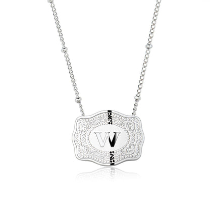 Dainty Belt Buckle Letter Initial Necklaces