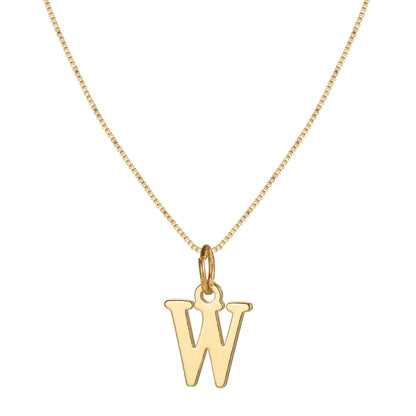 14k Minimal Serif Initial Necklace