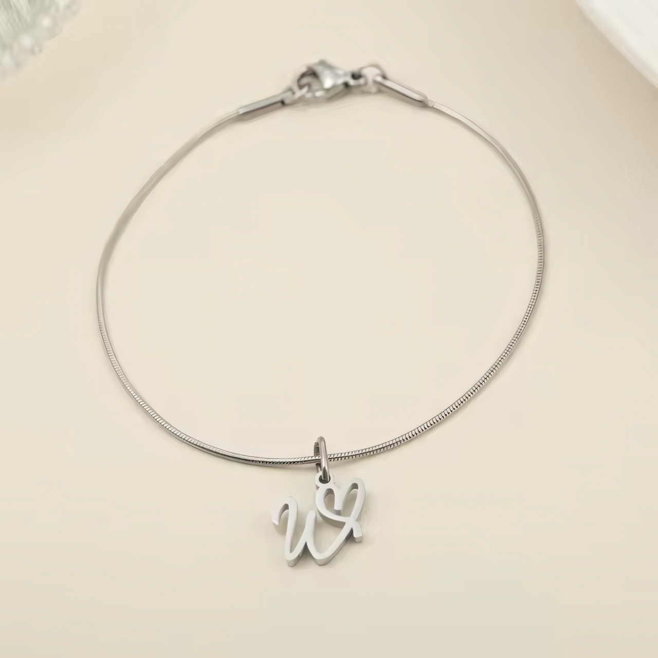 Dainty Cursive Heart Letter Initial Chain Bracelet