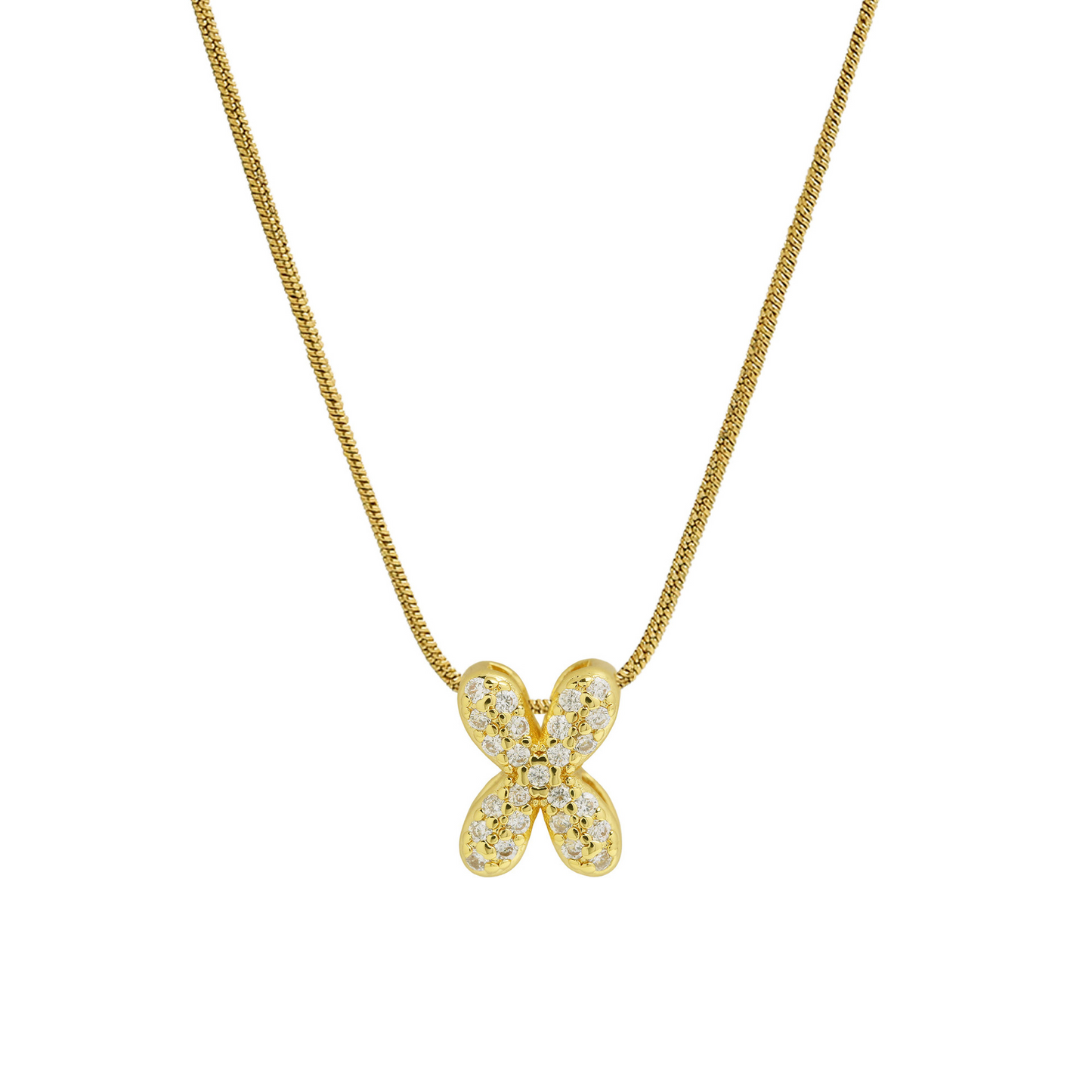 Diamond Bubble Letter Initial Necklace
