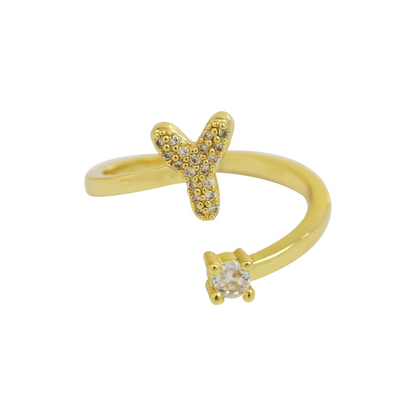 Dainty Bubble Diamond Wrap Initial Ring