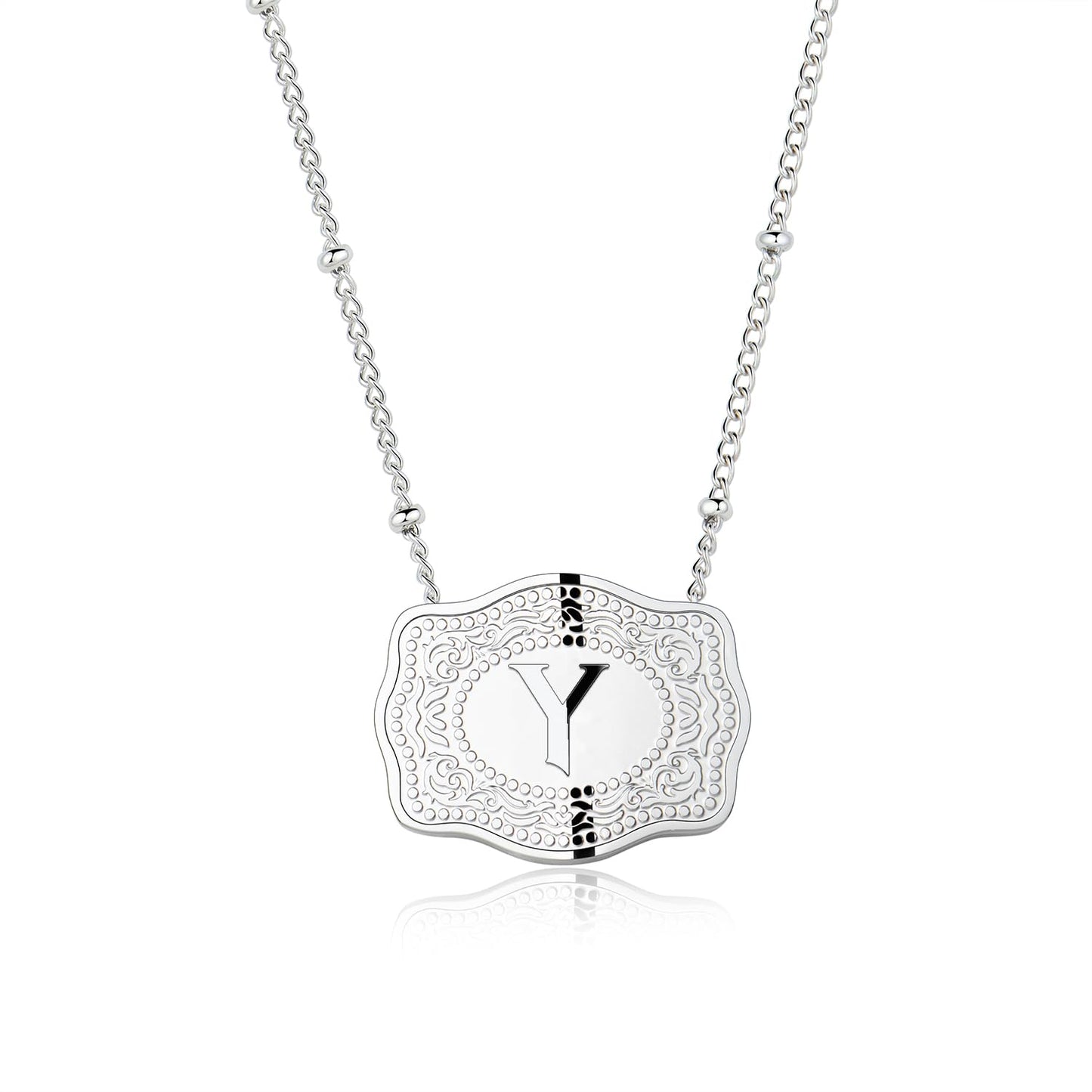 Dainty Belt Buckle Letter Initial Necklaces