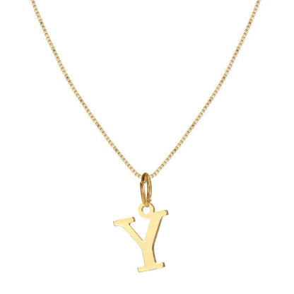 14k Minimal Serif Initial Necklace