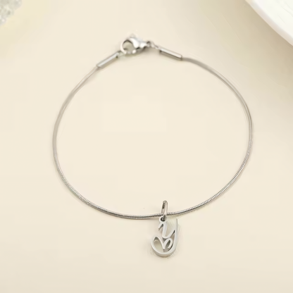 Dainty Cursive Heart Letter Initial Chain Bracelet