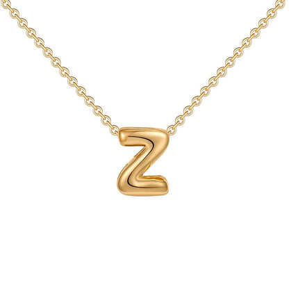Dainty Bubble Letter Initial Necklace