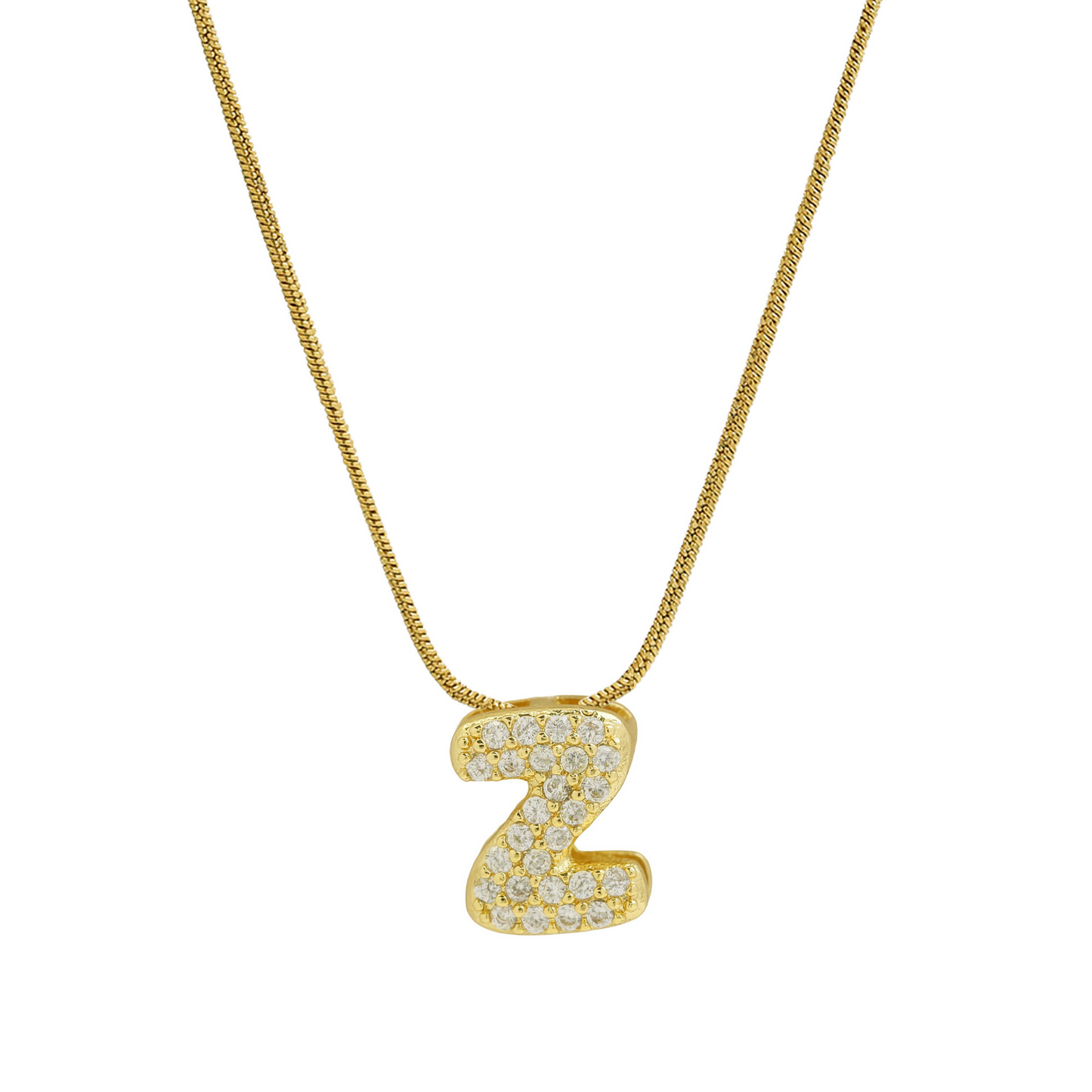 Diamond Bubble Letter Initial Necklace