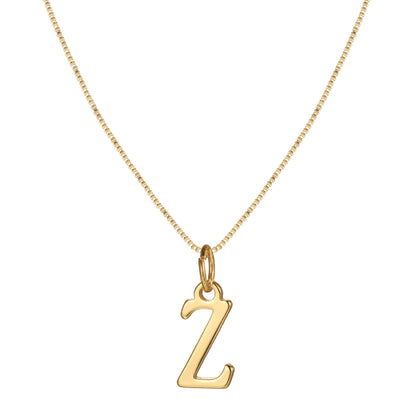 14k Minimal Serif Initial Necklace