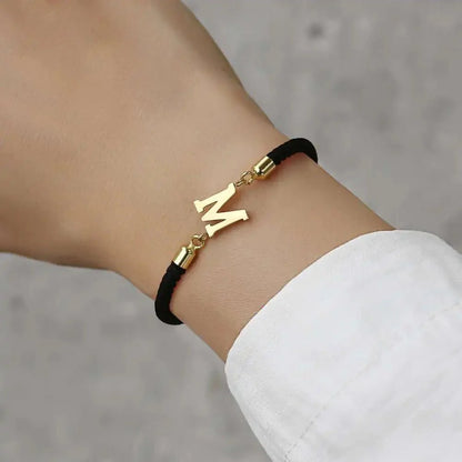 Adjustable Angled Serif Letter Initial Bracelets