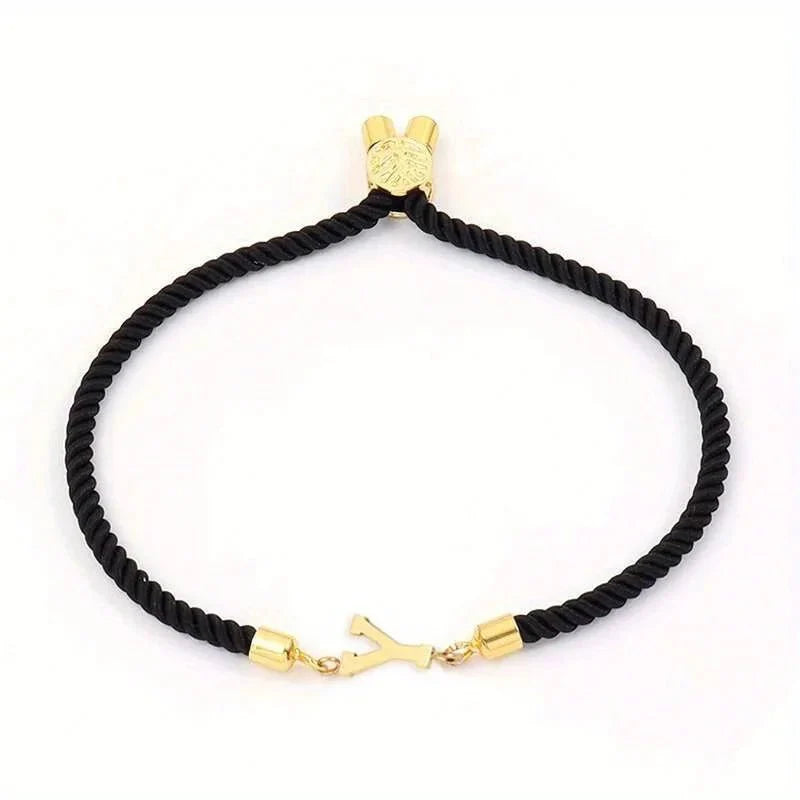 Adjustable Angled Serif Letter Initial Bracelets