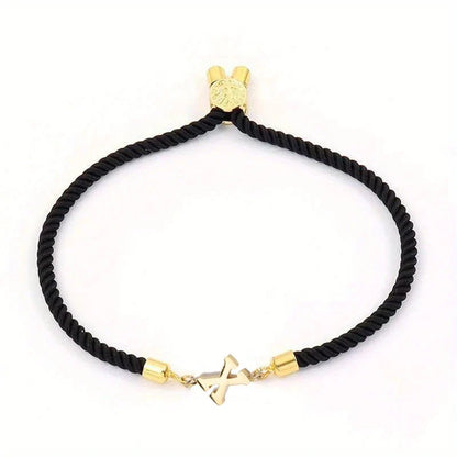 Adjustable Angled Serif Letter Initial Bracelets