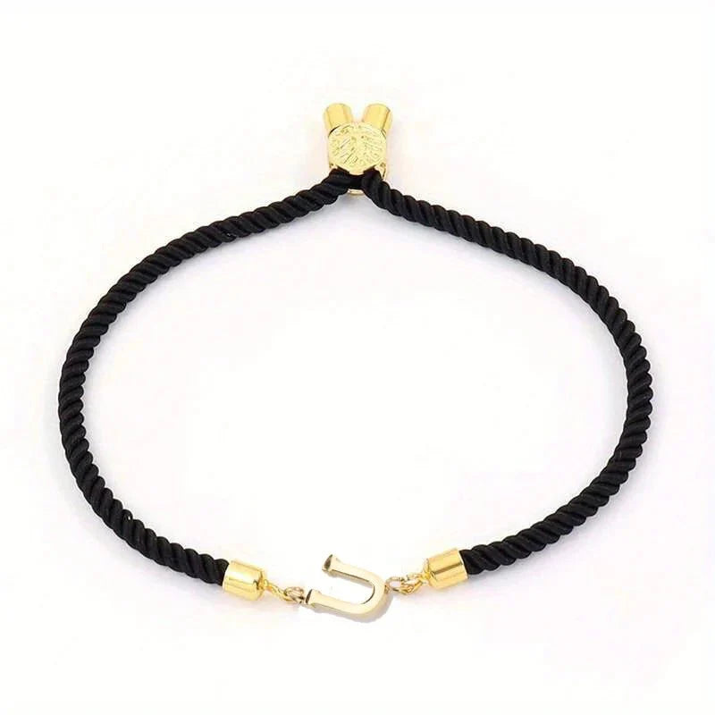 Adjustable Angled Serif Letter Initial Bracelets