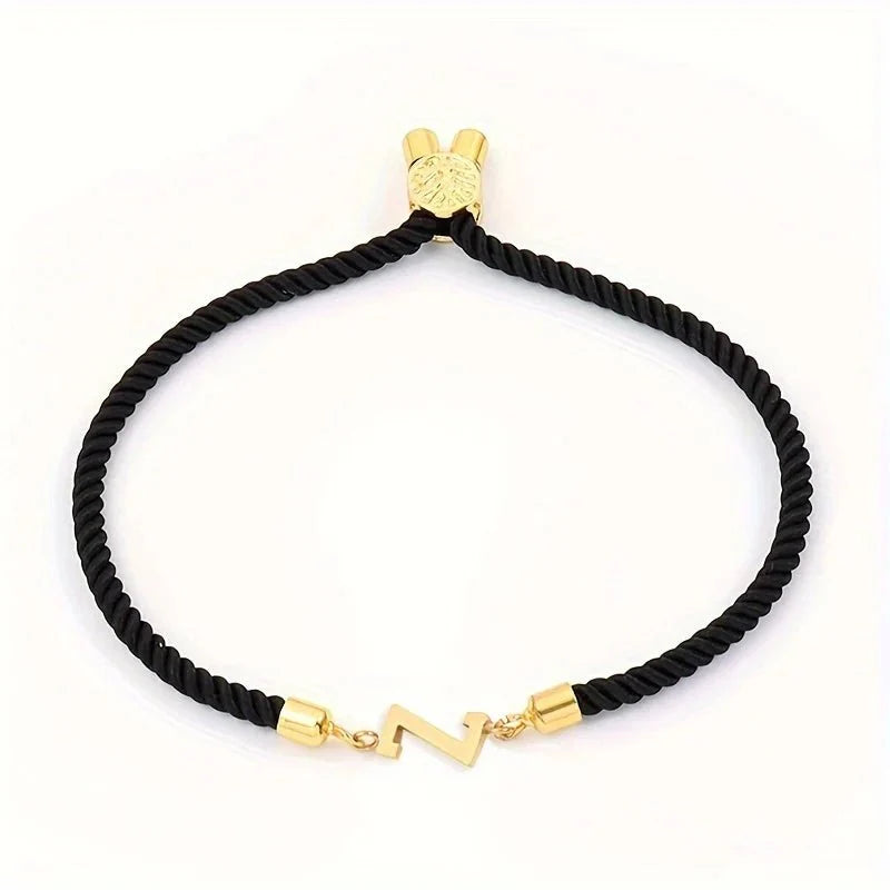 Adjustable Angled Serif Letter Initial Bracelets