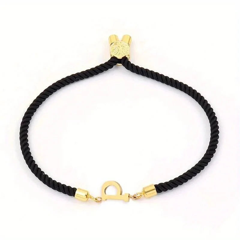 Adjustable Angled Serif Letter Initial Bracelets