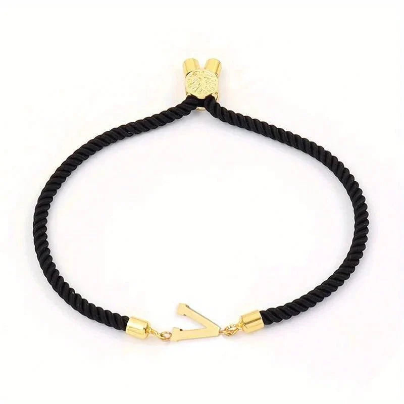 Adjustable Angled Serif Letter Initial Bracelets