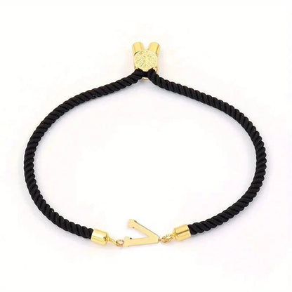 Adjustable Angled Serif Letter Initial Bracelets