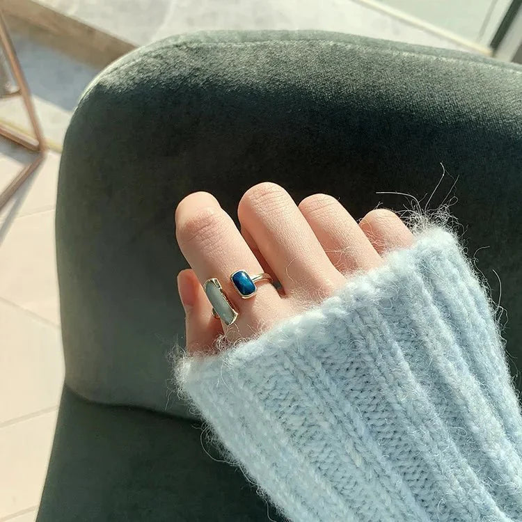 Adjustable Asymmetric Blue Square Rings
