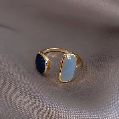 Adjustable Asymmetric Blue Square Rings