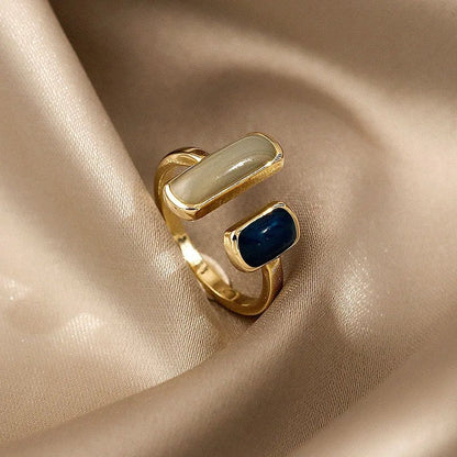 Adjustable Asymmetric Blue Square Rings