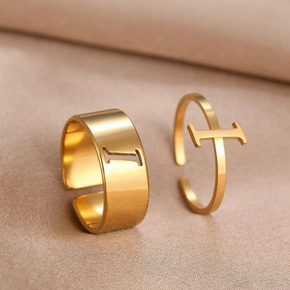 Adjustable Couples Matching Letter Rings
