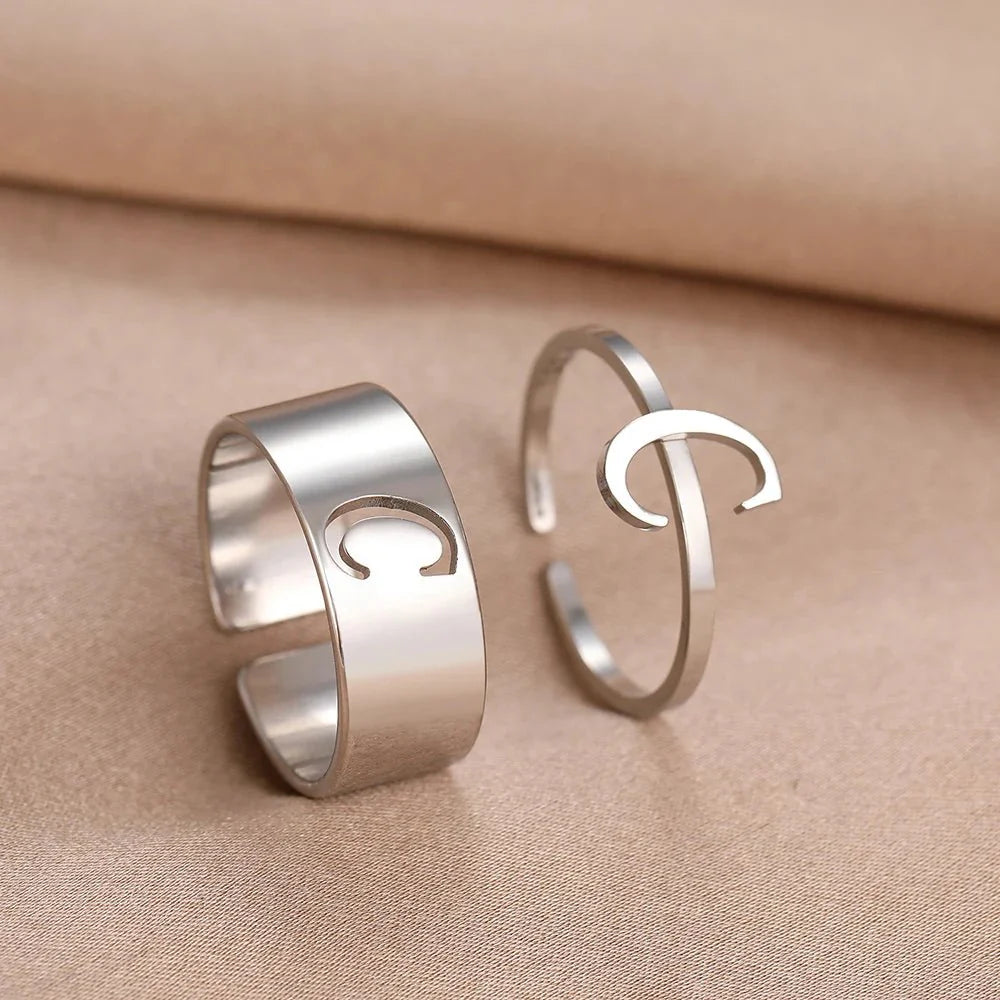 Adjustable Couples Matching Letter Rings