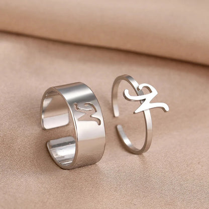 Adjustable Couples Matching Letter Rings