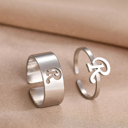 Adjustable Couples Matching Letter Rings
