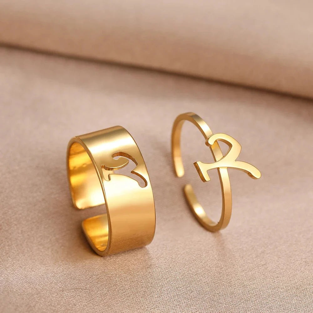 Adjustable Couples Matching Letter Rings