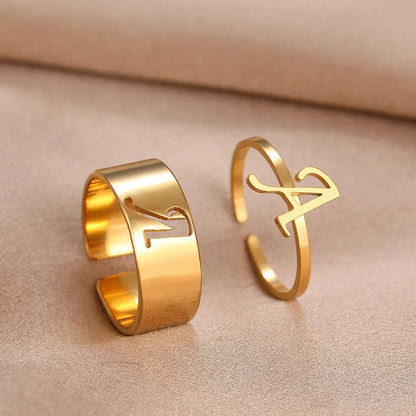 Adjustable Couples Matching Letter Rings