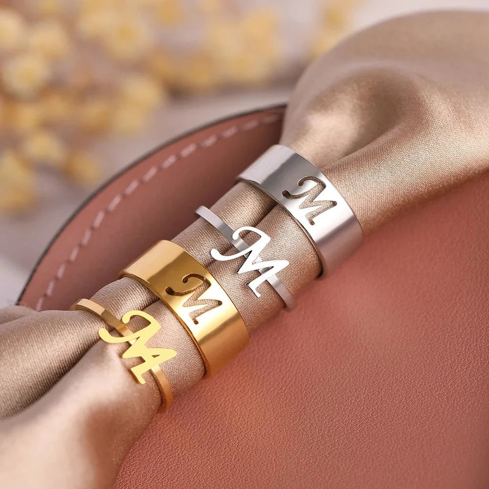 Adjustable Couples Matching Letter Rings