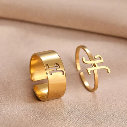 Adjustable Couples Matching Letter Rings