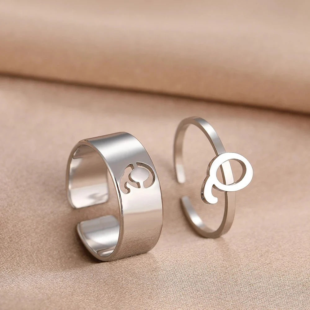 Adjustable Couples Matching Letter Rings