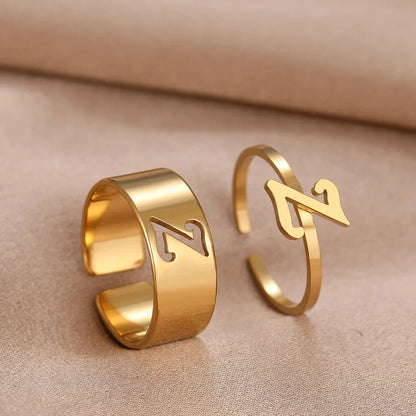 Adjustable Couples Matching Letter Rings