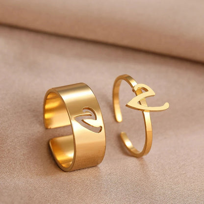 Adjustable Couples Matching Letter Rings