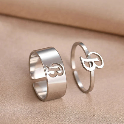 Adjustable Couples Matching Letter Rings