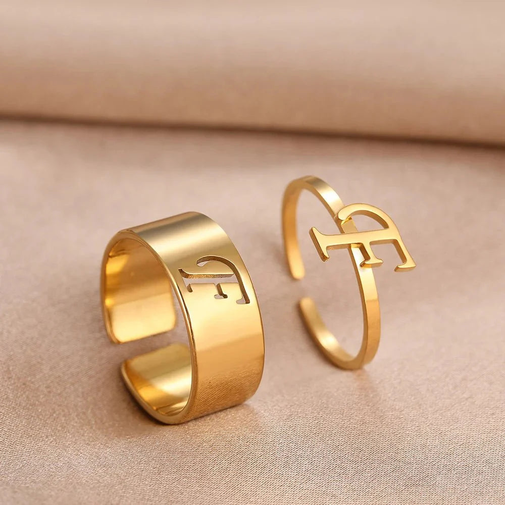 Adjustable Couples Matching Letter Rings