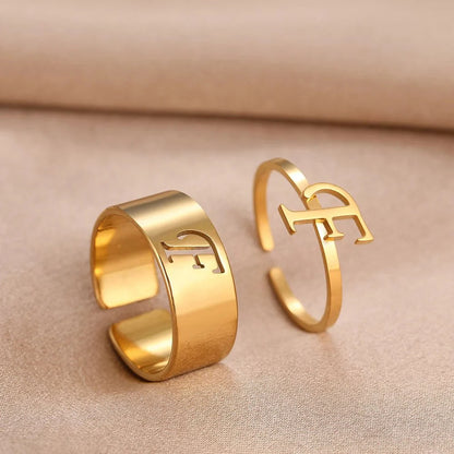 Adjustable Couples Matching Letter Rings