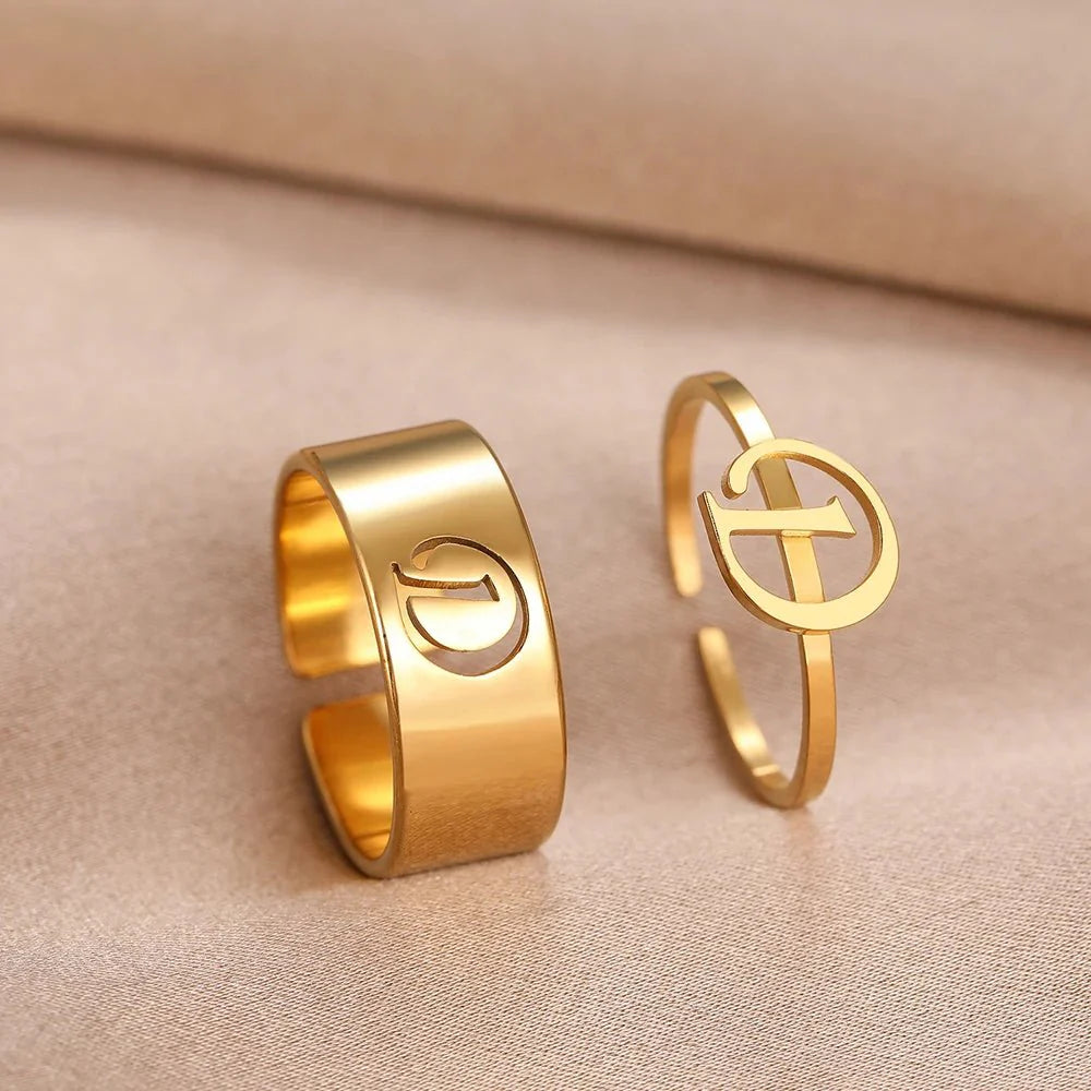 Adjustable Couples Matching Letter Rings
