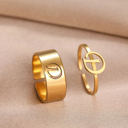 Adjustable Couples Matching Letter Rings