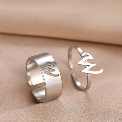 Adjustable Couples Matching Letter Rings