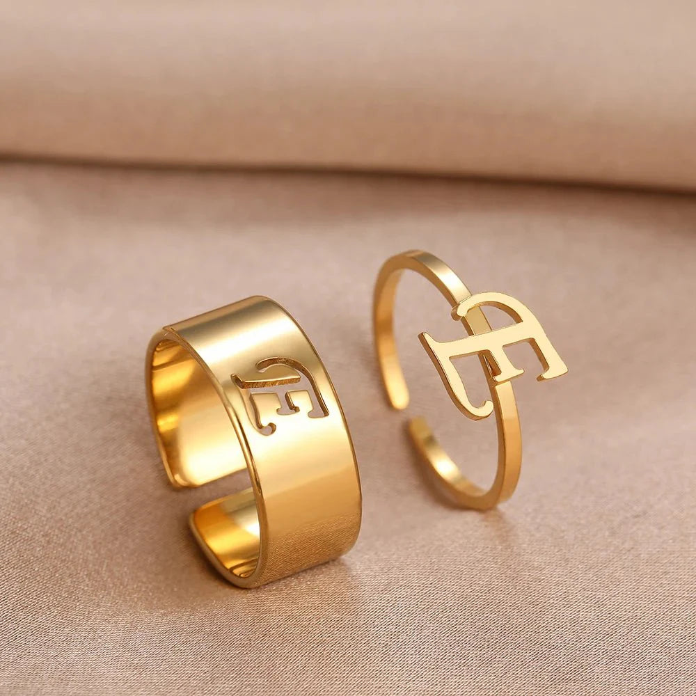 Adjustable Couples Matching Letter Rings