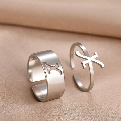 Adjustable Couples Matching Letter Rings