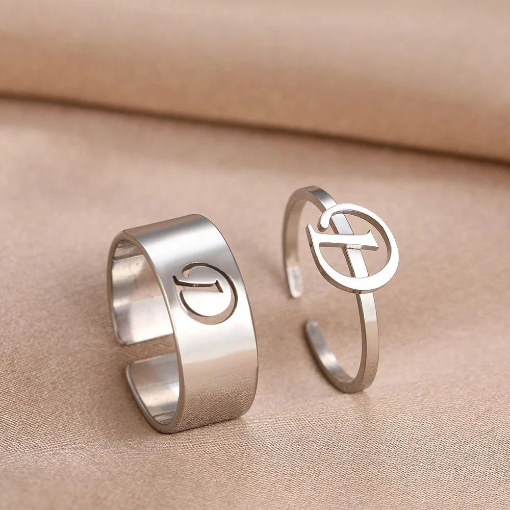 Adjustable Couples Matching Letter Rings