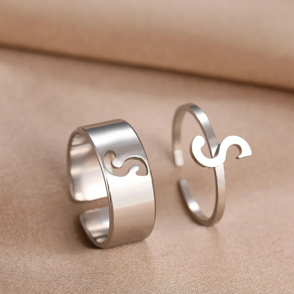 Adjustable Couples Matching Letter Rings