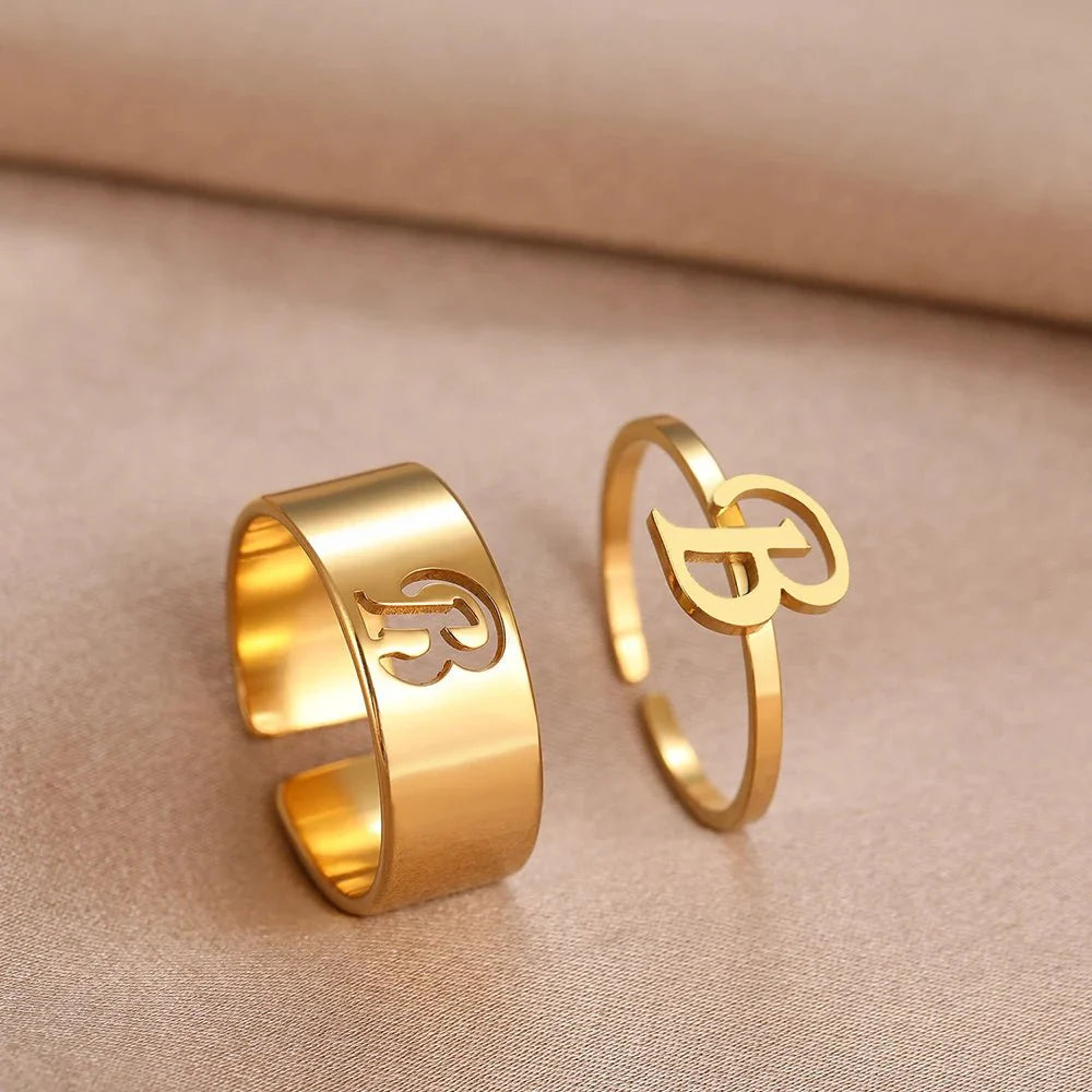 Adjustable Couples Matching Letter Rings
