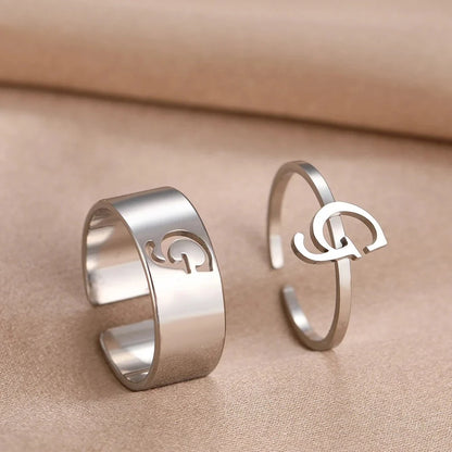 Adjustable Couples Matching Letter Rings